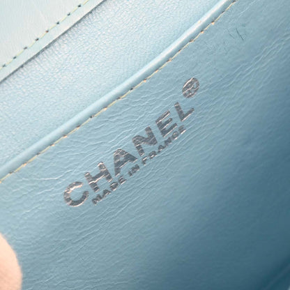 Chanel 2001-2003 Light Blue Calfskin Wild Stitch Choco Bar Shoulder Bag
