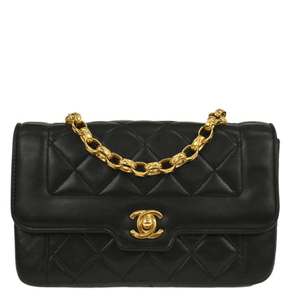 Chanel 1989-1991 Black Lambskin Single Flap Shoulder Bag