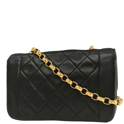 Chanel 1989-1991 Black Lambskin Single Flap Shoulder Bag