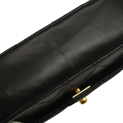 Chanel 1989-1991 Black Lambskin Single Flap Shoulder Bag