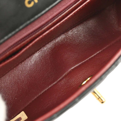 Chanel 1989-1991 Black Lambskin Single Flap Shoulder Bag