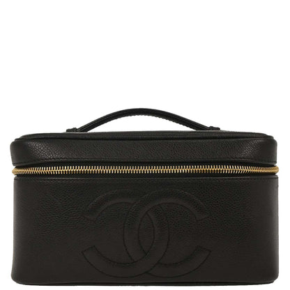 Chanel 1997-1999 Black Caviar Vanity Handbag