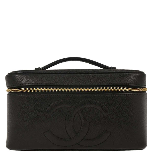 Chanel 1997-1999 Black Caviar Vanity Handbag