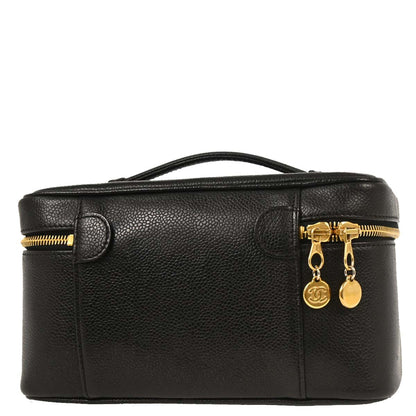Chanel 1997-1999 Black Caviar Vanity Handbag