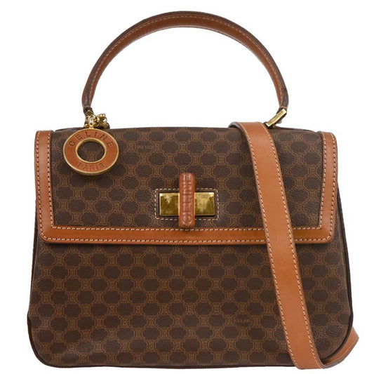 Celine Brown Macadam 2way Shoulder Handbag