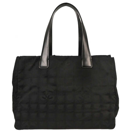 Chanel 2005-2006 Black Jacquard Nylon Travel Line Tote Handbag