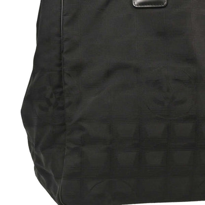 Chanel 2005-2006 Black Jacquard Nylon Travel Line Tote Handbag