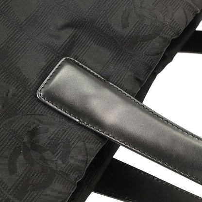 Chanel 2005-2006 Black Jacquard Nylon Travel Line Tote Handbag