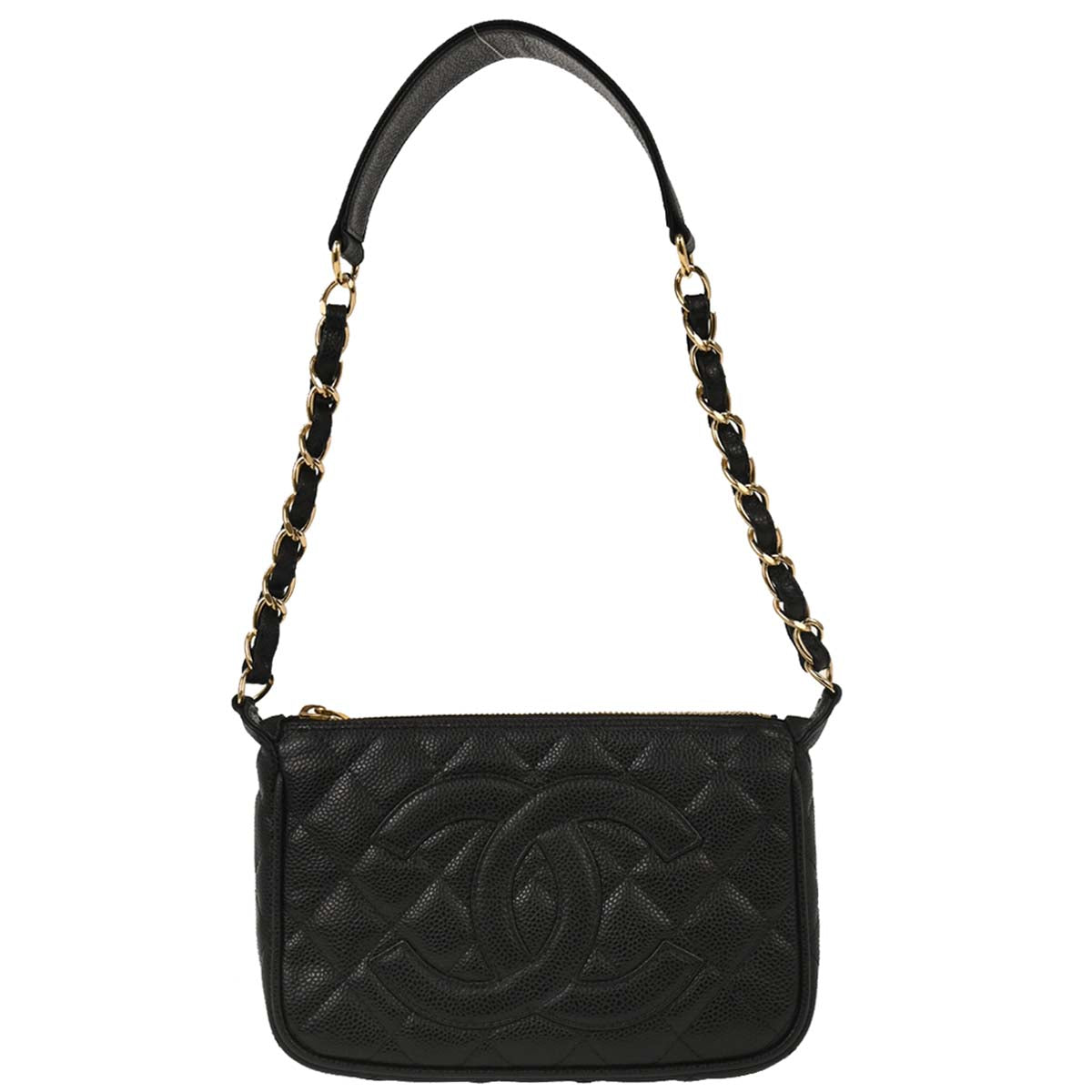 Chanel 2003-2004 Black Caviar Chain Handbag