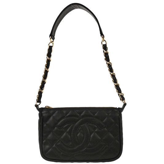 Chanel 2003-2004 Black Caviar Chain Handbag