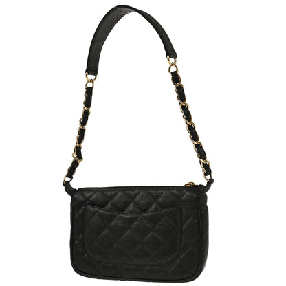 Chanel 2003-2004 Black Caviar Chain Handbag