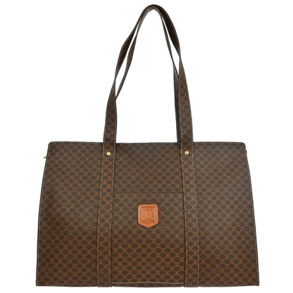 Celine Brown Macadam Shoulder Tote Bag