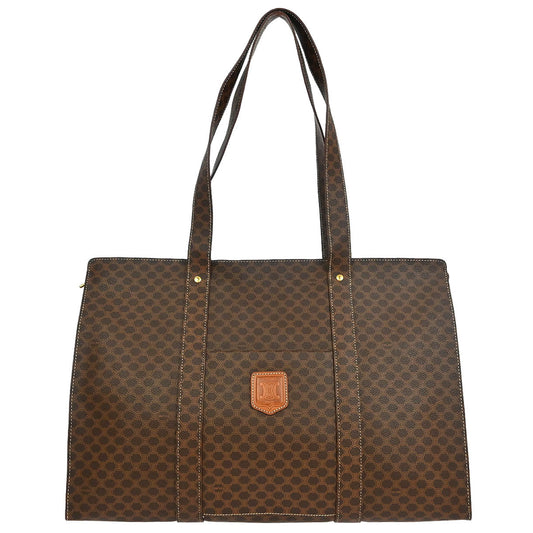 Celine Brown Macadam Shoulder Tote Bag