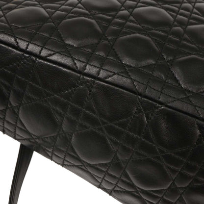 Christian Dior 1997 Black Lambskin Lady Dior Cannage 2way Shoulder Handbag