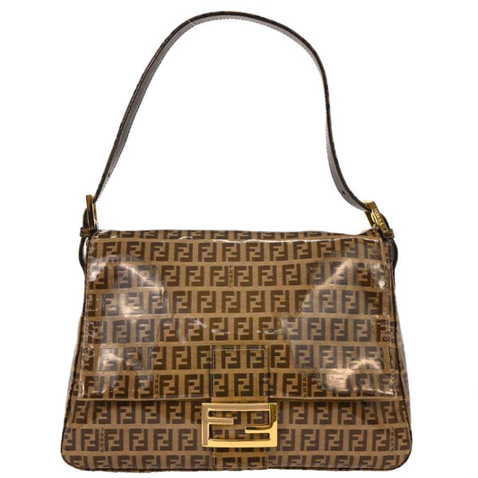 Fendi Brown PVC Zucchino Mamma Baguette Handbag
