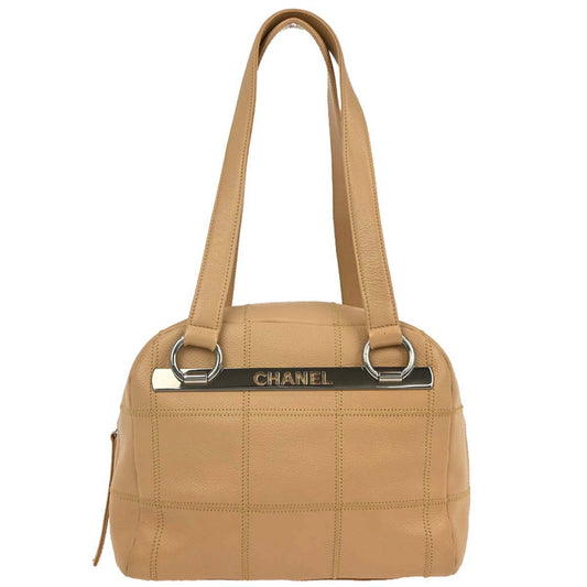 Chanel 2004-2005 Beige Caviar Wild Stitch Choco Bar Tote Handbag
