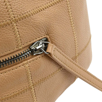 Chanel 2004-2005 Beige Caviar Wild Stitch Choco Bar Tote Handbag