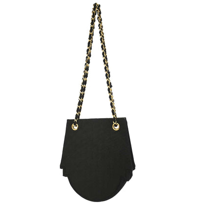 Chanel 1986-1988 Black Canvas Shoulder Bag