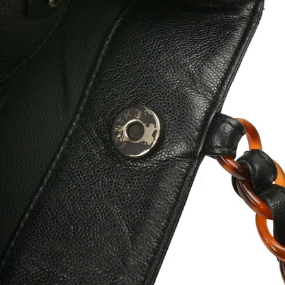 Chanel 1997-1999 Black Caviar Tote Chain Handbag