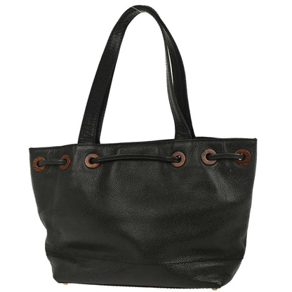 Chanel Black Caviar Drawstring Tote Handbag