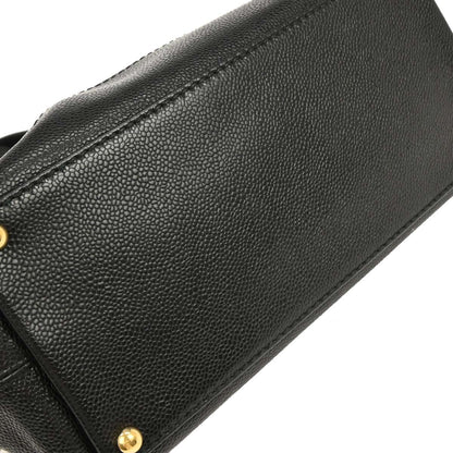 Chanel Black Caviar Drawstring Tote Handbag