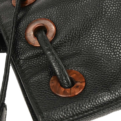 Chanel Black Caviar Drawstring Tote Handbag