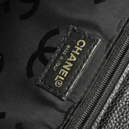 Chanel Black Caviar Drawstring Tote Handbag