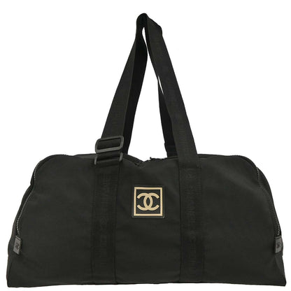 Chanel 2001-2003 Black Nylon Sport Line Duffle Gym Handbag