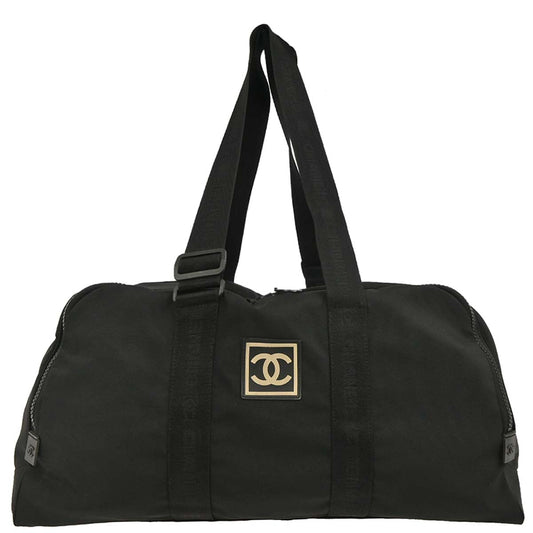 Chanel 2001-2003 Black Nylon Sport Line Duffle Gym Handbag