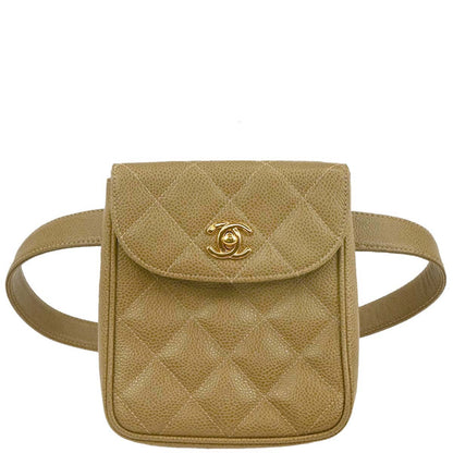 Chanel 1994-1996 Beige Caviar Belt Bum Bag #75/30