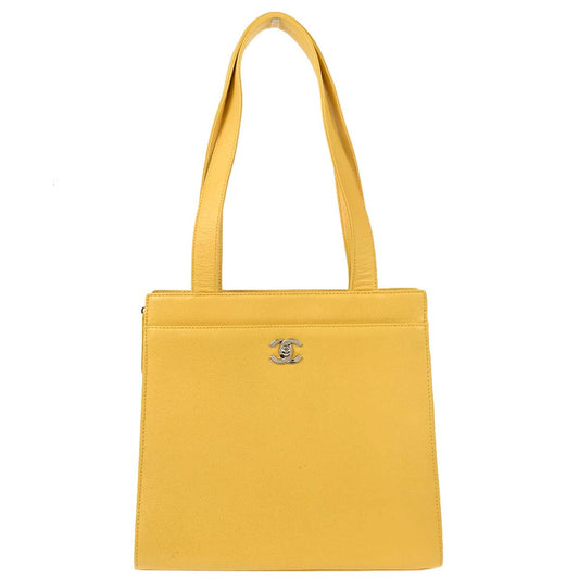 Chanel 1997-1999 Yellow Caviar Tote Handbag