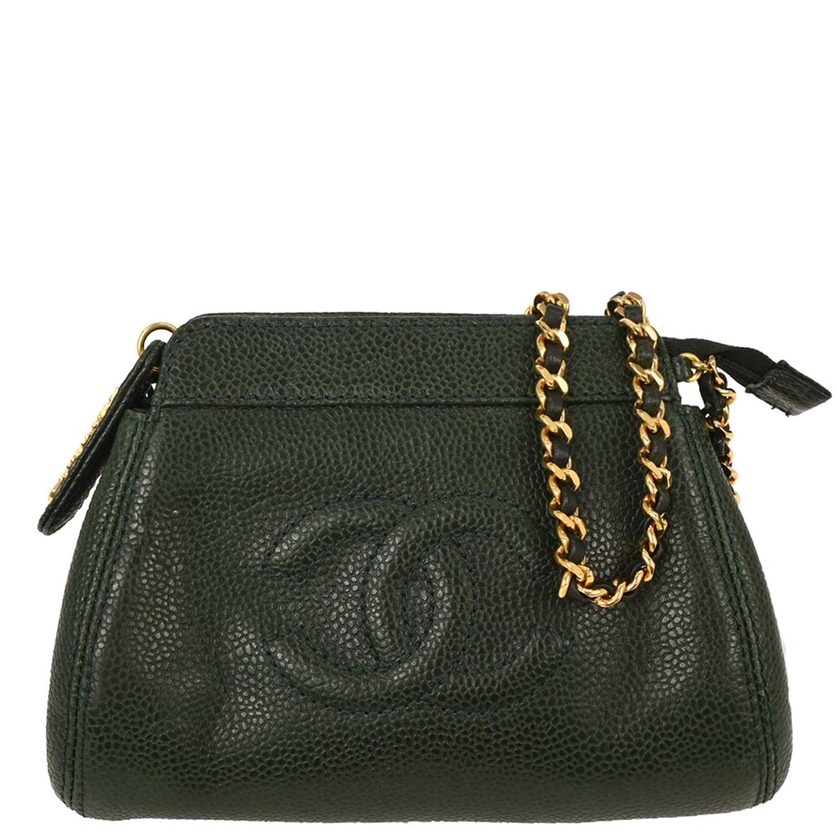 Chanel Dark Green Caviar Chain Shoulder Bag