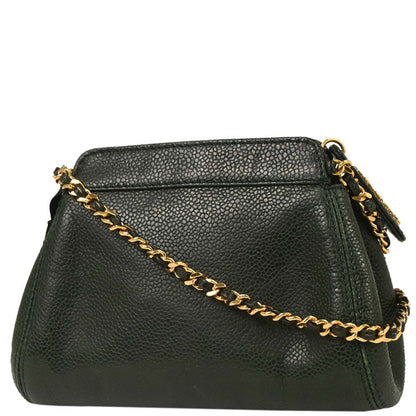 Chanel Dark Green Caviar Chain Shoulder Bag