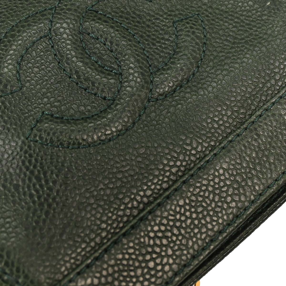 Chanel Dark Green Caviar Chain Shoulder Bag