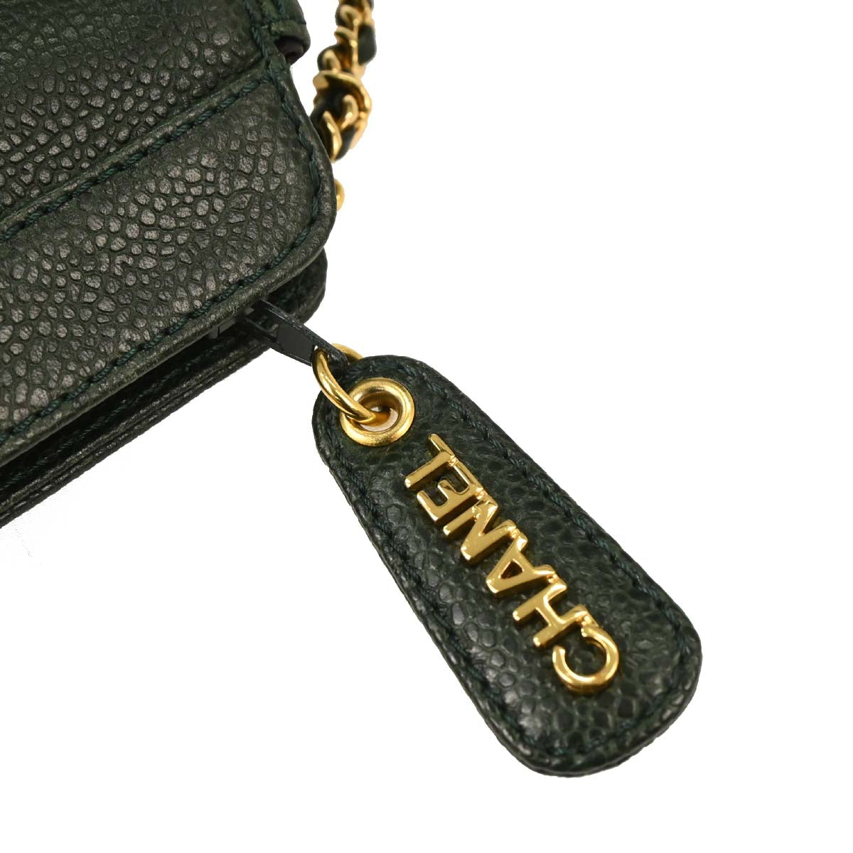 Chanel Dark Green Caviar Chain Shoulder Bag