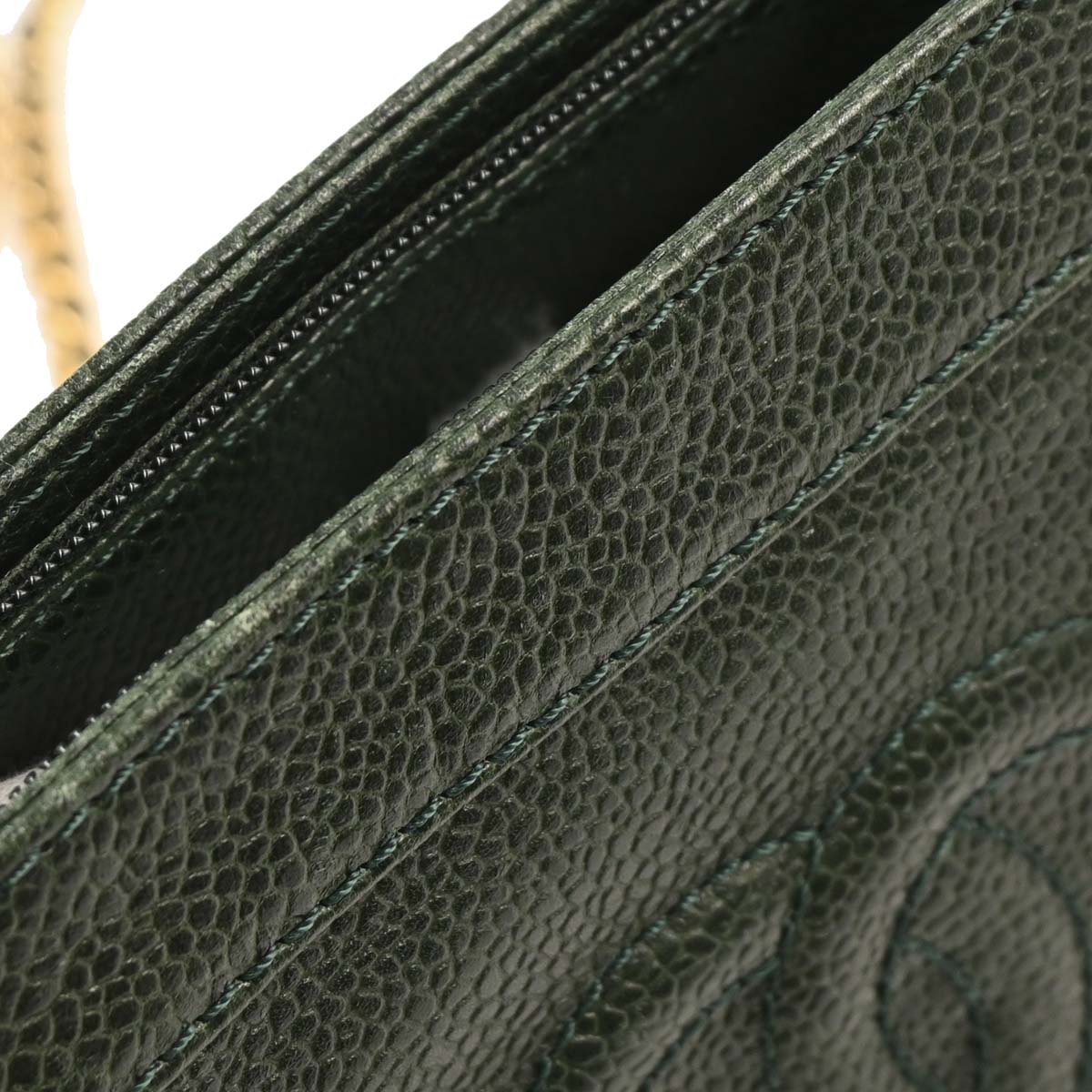 Chanel Dark Green Caviar Chain Shoulder Bag