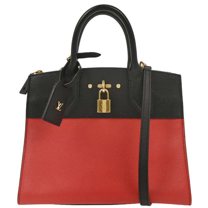 Louis Vuitton Red Black City Steamer PM 2way Shoulder Handbag M54868
