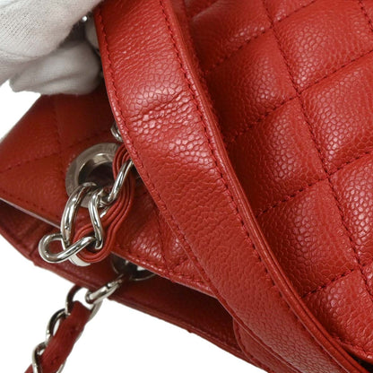 Chanel 2011 Red Caviar Petite Shopping Tote PST Chain Handbag