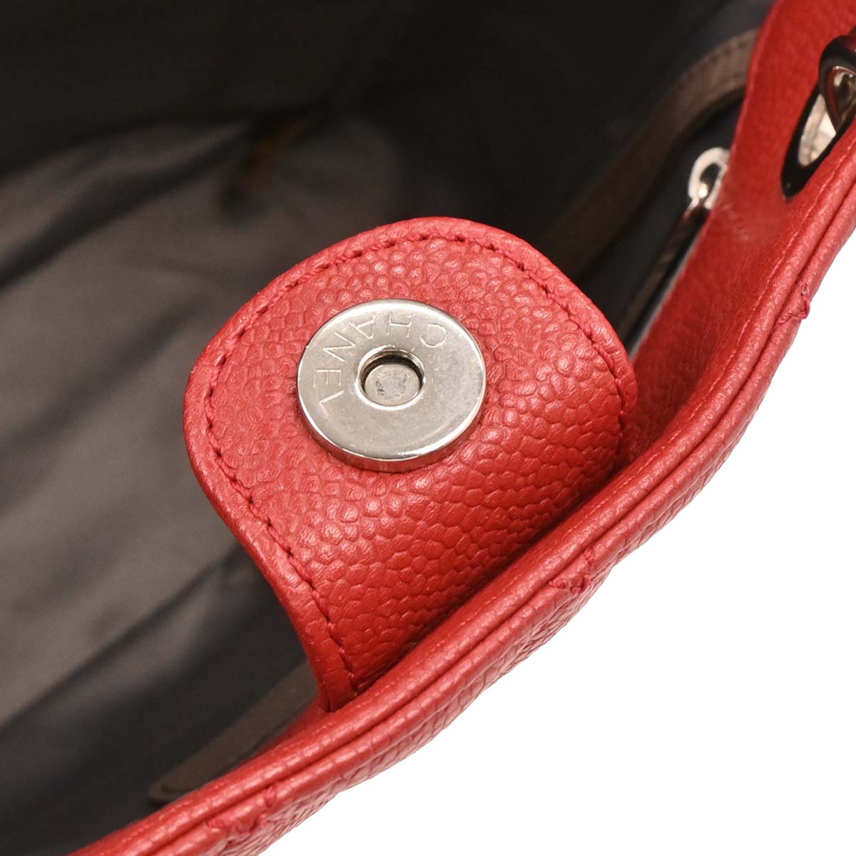 Chanel 2011 Red Caviar Petite Shopping Tote PST Chain Handbag