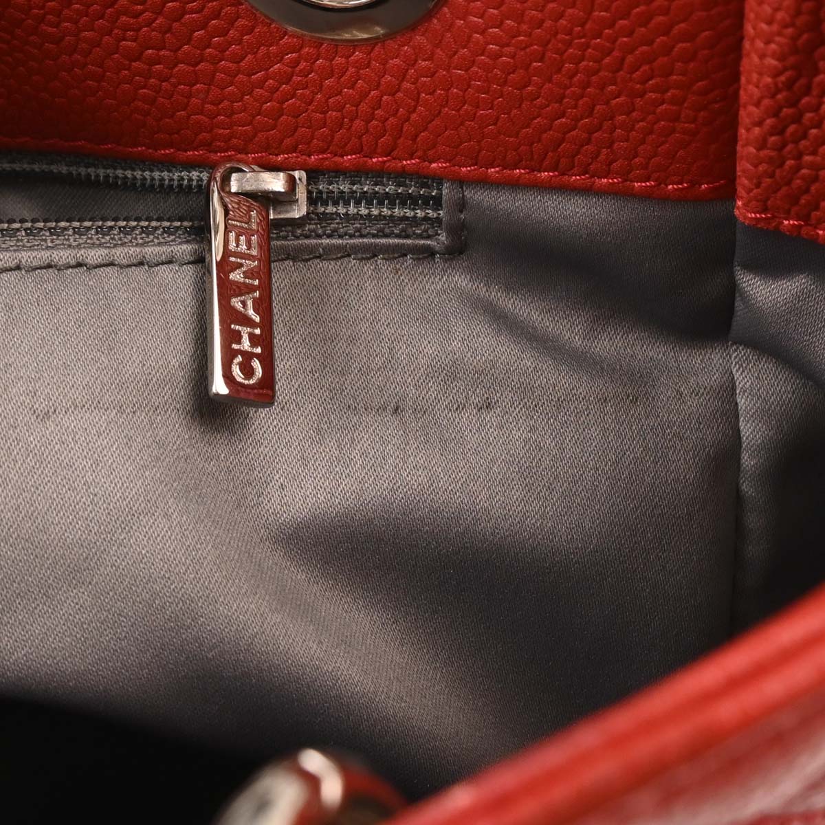 Chanel 2011 Red Caviar Petite Shopping Tote PST Chain Handbag