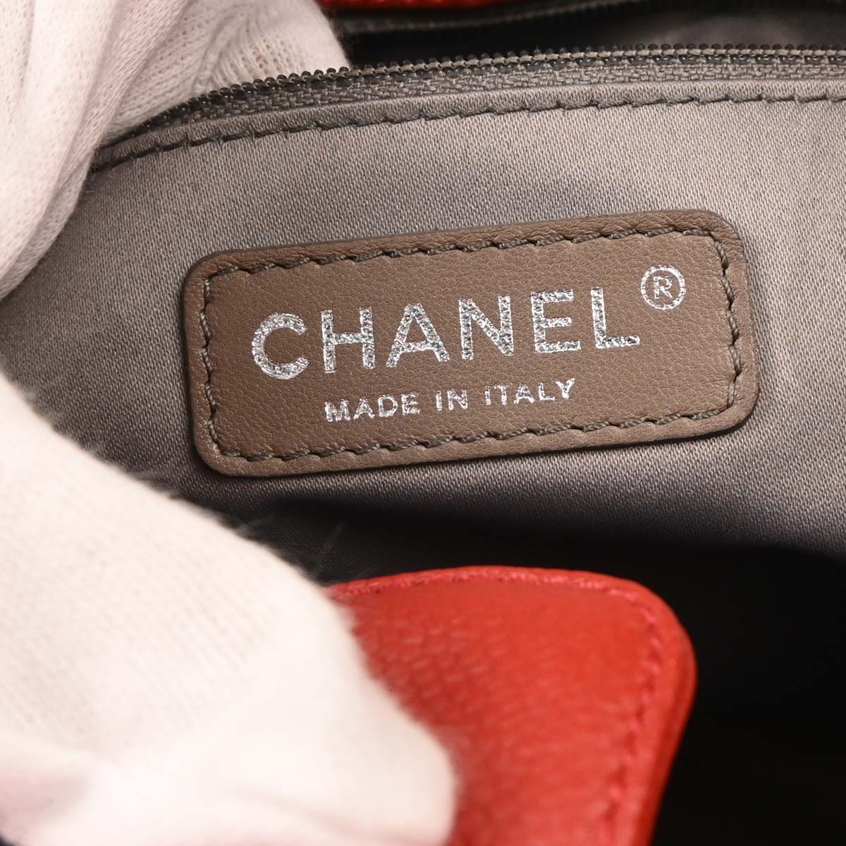 Chanel 2011 Red Caviar Petite Shopping Tote PST Chain Handbag