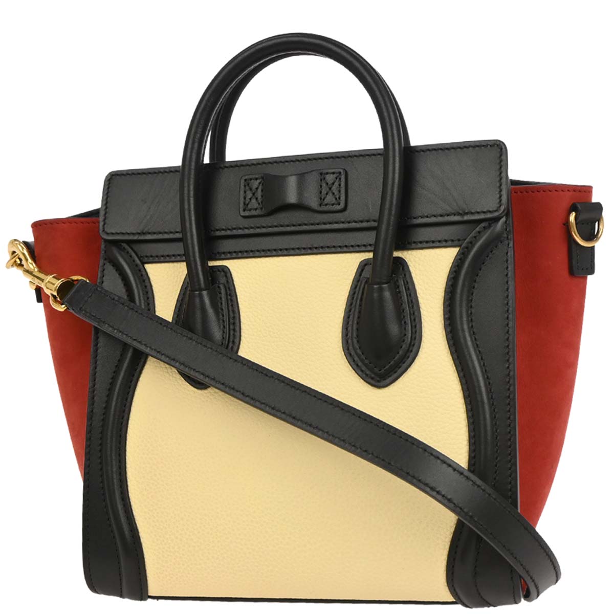 Celine Ivory Black Nano Luggage Tote Handbag