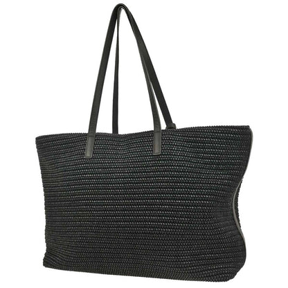 Saint Laurent Black Raffia Tassel Tote Handbag
