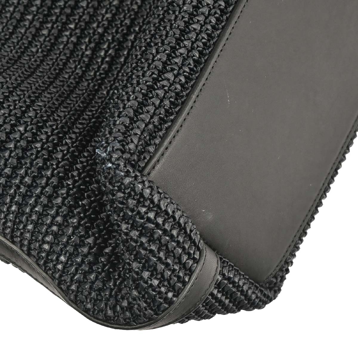 Saint Laurent Black Raffia Tassel Tote Handbag