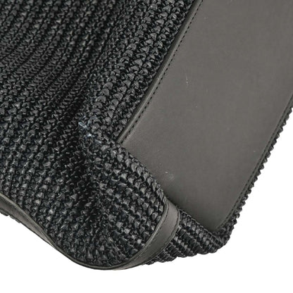 Saint Laurent Black Raffia Tassel Tote Handbag