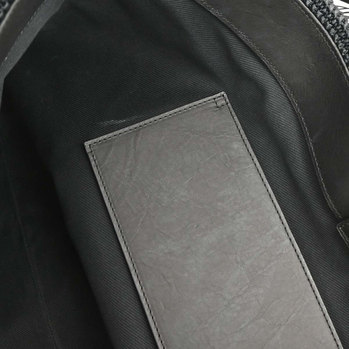 Saint Laurent Black Raffia Tassel Tote Handbag