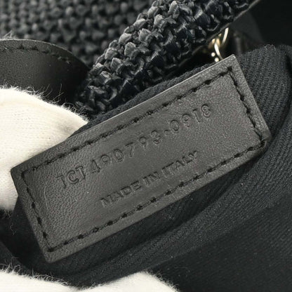 Saint Laurent Black Raffia Tassel Tote Handbag