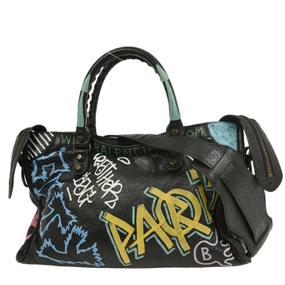 Balenciaga Black City Small Graffiti Handbag