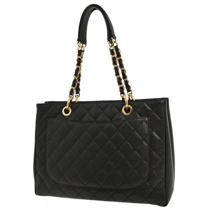 Chanel 2012-2013 Black Caviar Grand Shopping Tote GST Chain Handbag