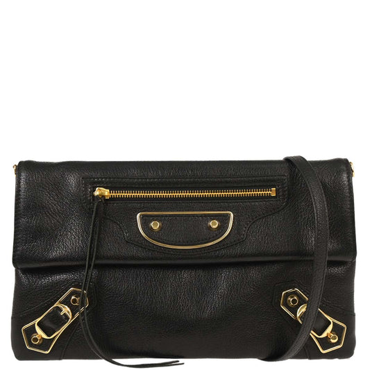 Balenciaga Black Leather Envelope Shoulder Bag